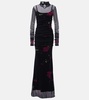 Printed tulle gown