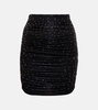 Crystal-embellished ruched miniskirt
