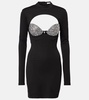 Embellished cutout ponte jersey minidress