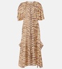 Printed silk midi dress