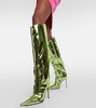 Mirrored leather knee-high boots