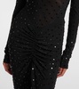 Embellished ruched jersey maxi dress
