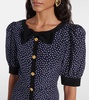 Polka-dot printed silk minidress