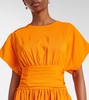 Gathered cotton-blend cocktail dress