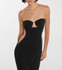 Mesh-paneled crêpe gown
