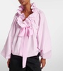 Iconic bow-detail ruffled cotton blouse