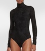 Turtleneck velvet bodysuit