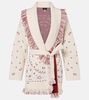 Bandana cashmere jacquard wrap cardigan