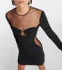 Mesh-paneled crêpe minidress