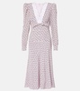 Floral lace-trimmed silk midi dress
