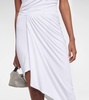 Asymmetrical halterneck midi dress