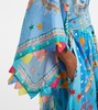 Embellished printed silk midi dress