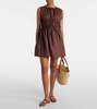 Gathered linen minidress