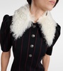Pinstripe collared wool-blend minidress