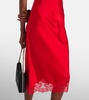 Lace-trimmed satin slip dress