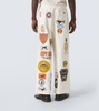Cambridge patch-appliqué cotton canvas wide-leg pants