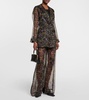 Jabot floral silk organza blouse