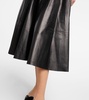 Belted leather midi dress