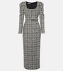 Belted Lurex® tweed midi dress