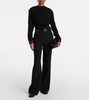 Alexis faux leather-trimmed crêpe top