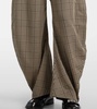 Plaid mid-rise barrel-leg pants