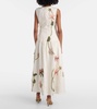 Otoño Orquidea embroidered linen midi dress