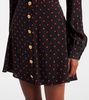 Polka-dot lace-trimmed silk minidress