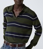 Striped wool and silk polo sweater