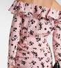 Floral off-shoulder silk midi dress