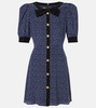 Polka-dot printed silk minidress