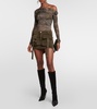 Velvet cargo miniskirt