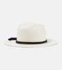 Elfi leather-trimmed straw boater hat