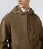Logo embroidered cotton fleece hoodie