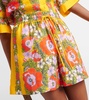 Floral linen shorts