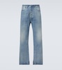 Distressed mid-rise wide-leg jeans