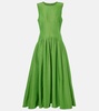Pleated cotton-blend maxi dress
