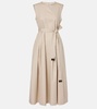 Amina pleated cotton midi dress