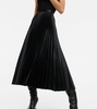 Pleated croc-effect satin midi skirt