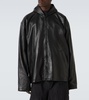 Hooded leather blouson