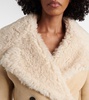 Shearling-trimmed suede coat