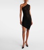 Open-knit ruched minidress
