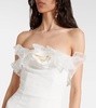 Organza-trimmed cady bustier gown