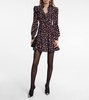 Printed belted silk minidress