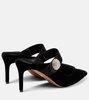 Macaron embellished velvet mules