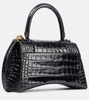 Hourglass XS croc-effect leather crossbody bag