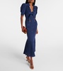 Polka-dot bow-detail silk midi dress