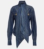 Tie-neck denim shirt