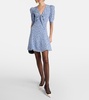 Bow-detail printed silk minidress