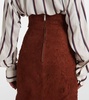 High-rise suede midi skirt
