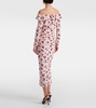 Floral off-shoulder silk midi dress